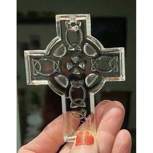 Crystal Cross Ornament Clear Decorative Detailed No Box